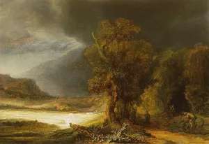 Landscape with the Good Samaritan by Rembrandt Van Rijn Oil Painting