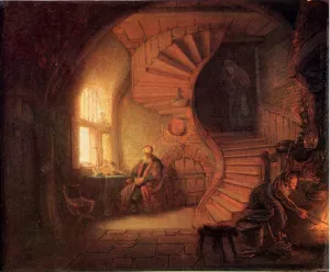 Philosopher in Meditation by Rembrandt Van Rijn Oil Painting