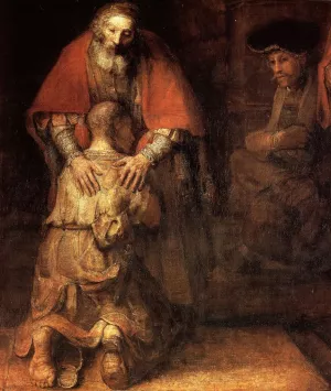 The Return of the Prodigal Son Detail by Rembrandt Van Rijn Oil Painting