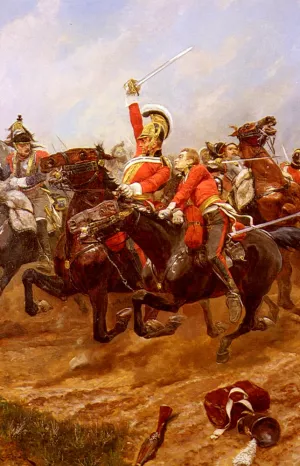 Life-Guards Charging At The Battle Of Waterloo by Richard Caton Woodville Oil Painting