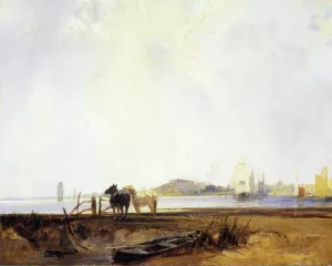 Landscape near Quilleboeuf by Richard Parkes Bonington Oil Painting