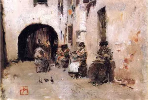 Stringing Beads, Venice by Robert Frederick Blum Oil Painting