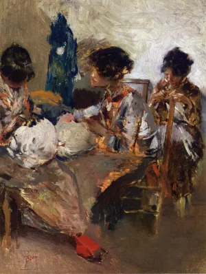Venetian Lace Makers by Robert Frederick Blum Oil Painting