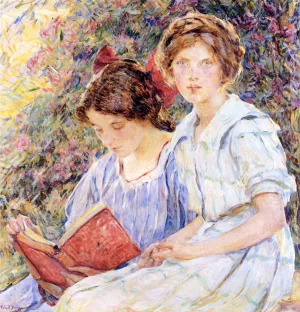 Two Women Reading by Robert Lewis Reid Oil Painting