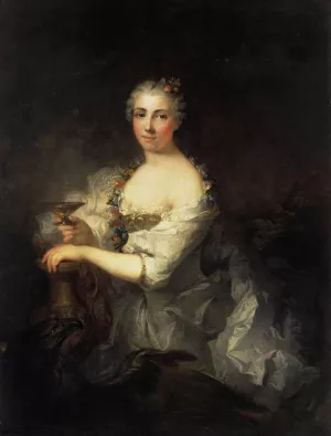 Portrait of Unknown Woman as Hebe by Robert Tournieres Oil Painting