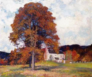 Autumn Hillside & My Studio by Robert Vonnoh Oil Painting