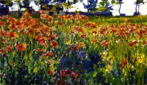 Poppies in France by Robert Vonnoh Oil Painting