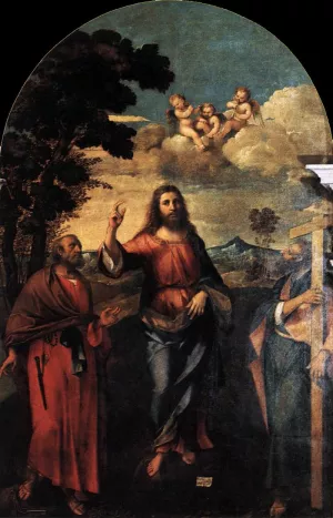 Christ Between Sts Peter and Andrew by Rocco Marconi Oil Painting