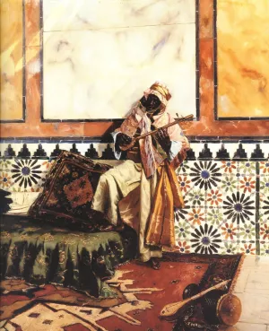 Gnaoua in a North African Interior by Rudolph Ernst Oil Painting