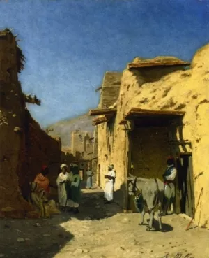 An Arab Street by Rudolph Gustav Mueller Oil Painting