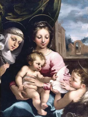 Madonna and Child with the Infant St John the Baptist and St Catherine of Siena by Rutilio Manetti Oil Painting