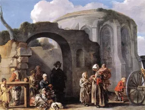 The Beggars by Sebastien Bourdon Oil Painting