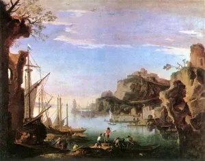 Harbour with Ruins by Salvator Rosa Oil Painting