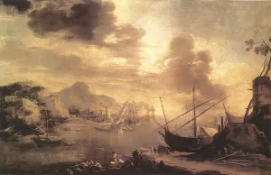 View of the Gulf of Salerno by Salvator Rosa Oil Painting