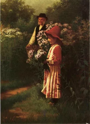 Gathering Flowers by Samuel S Carr Oil Painting