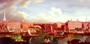 View of the Thames at the Joining of the River Fleet by Samuel Wale Oil Painting