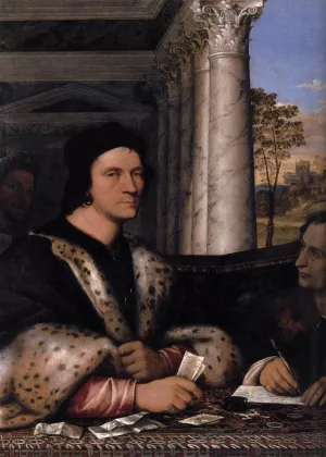 Portrait of Ferry Carondelet and his Secretaries by Sebastiano Del Piombo Oil Painting