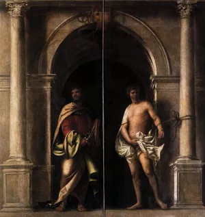 St Bartholomew and St Sebastian by Sebastiano Del Piombo Oil Painting