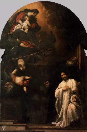 St Benedict Presents Pasqualino Daneli to the Virgin by Sebastiano Mazzoni Oil Painting