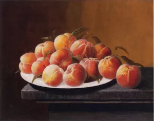 Peaches with Dew in a Bowl by Severin Roesen Oil Painting