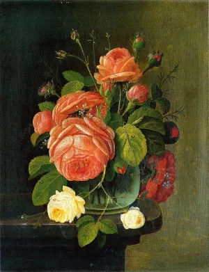 Roses on a Tabletop by Severin Roesen Oil Painting