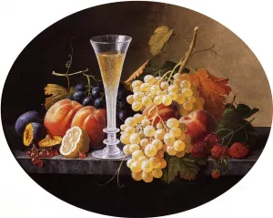 Still Life with Fruits and Wine Glass by Severin Roesen Oil Painting