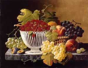 Still Life with Strawberry Basket by Severin Roesen Oil Painting
