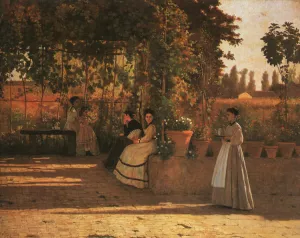 The Pergola by Silvestro Lega Oil Painting