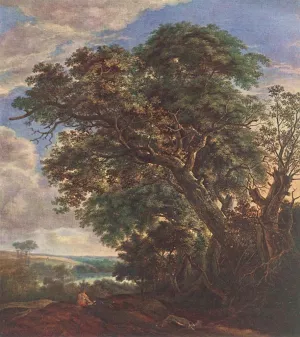 Landscape with River and Trees by Simon De Vlieger Oil Painting