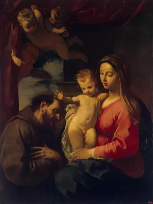 Virgin and Child with St Francis of Assisi by Simone Cantarini Oil Painting