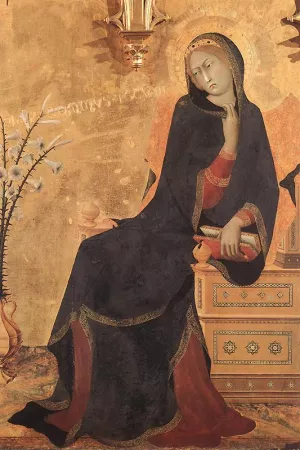 The Annunciation and Two Saints Detail by Simone Martini Oil Painting