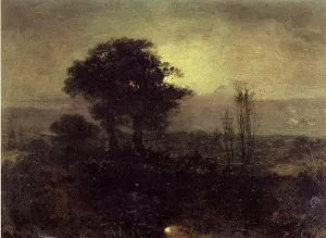 A Moonlight Landscape by Sir Edwin Landseer Oil Painting