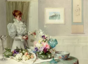 The Flower Arranger by Sir William Llewellyn Oil Painting