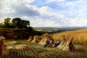 Harvest Field by George Snr. Cole Oil Painting
