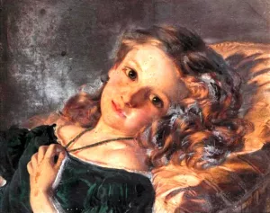 A Girl Reclining by Sophie Anderson Oil Painting