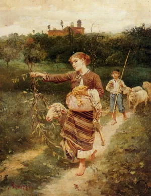 The Grape Pickers by Stefano Bruzzi Oil Painting