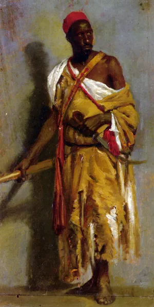 A Morrocan Guard by Stefano Ussi Oil Painting