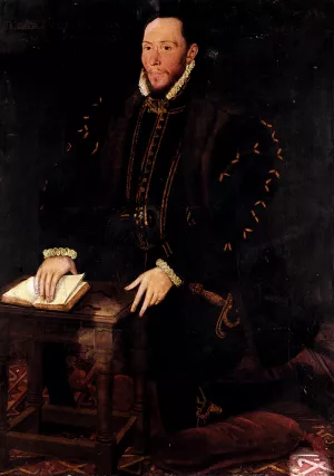 Portrait Of The Blessed Thomas Percy, 7th Earl Of Northumberland 1528-1570 by Steven Van Der Meulen Oil Painting