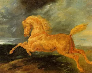 A Horse Frightened by Lightening by Theodore Gericault Oil Painting