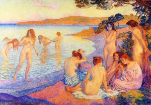 L'Heure Embrasee Oil painting by Theo Van Rysselberghe
