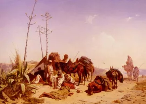 Mittagruhe In Algier by Theodore Horschelt Oil Painting