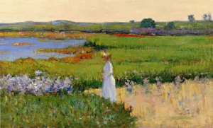 Woman by the Sea, Cape Ann, Massachusetts by Theodore Wendel Oil Painting