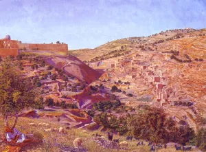 Jerusalem and the Valley of Jehoshaphat from the Hill of Evil Counsel by Thomas B. Seddon Oil Painting