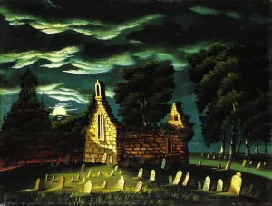Old Sleepy Hollow Church by Thomas Chambers Oil Painting