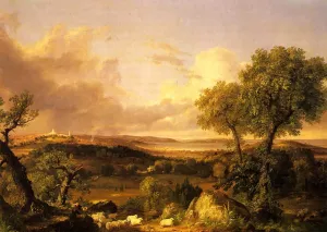 View of Boston by Thomas Cole Oil Painting