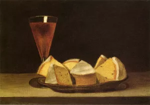 Cake and Wine Glass by Thomas Couture Oil Painting