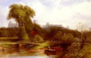 A View Of Windsor Castle by Thomas Creswick Oil Painting