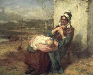 Ere Care Begins by Thomas Faed Oil Painting
