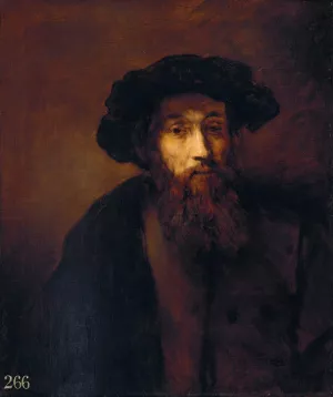 A Bearded Man in a Cap (after Rembrandt) by Thomas Gainsborough Oil Painting
