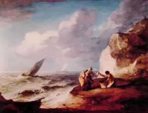 A Rocky Coastal Scene by Thomas Gainsborough Oil Painting